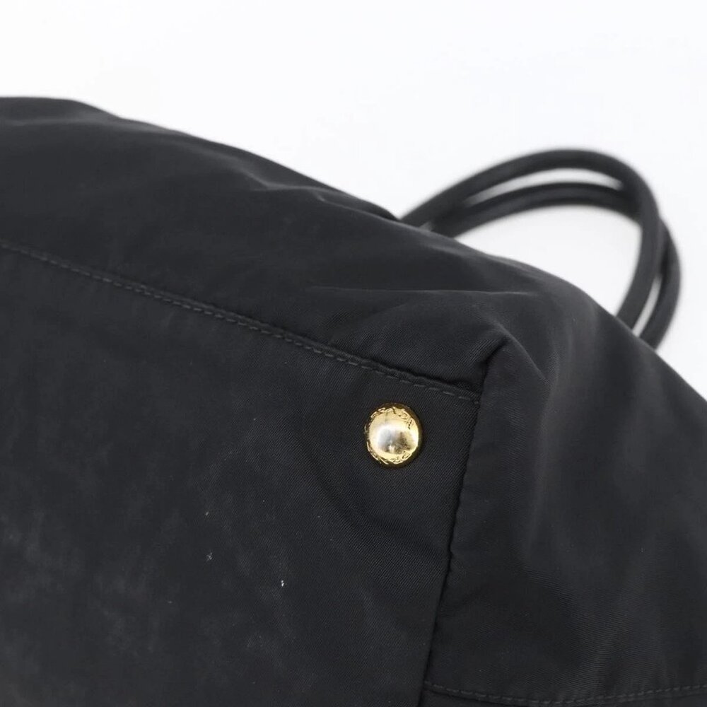 PRADA Hand Bag Nylon Black Gold Auth 152937 - Picture 10 of 16
